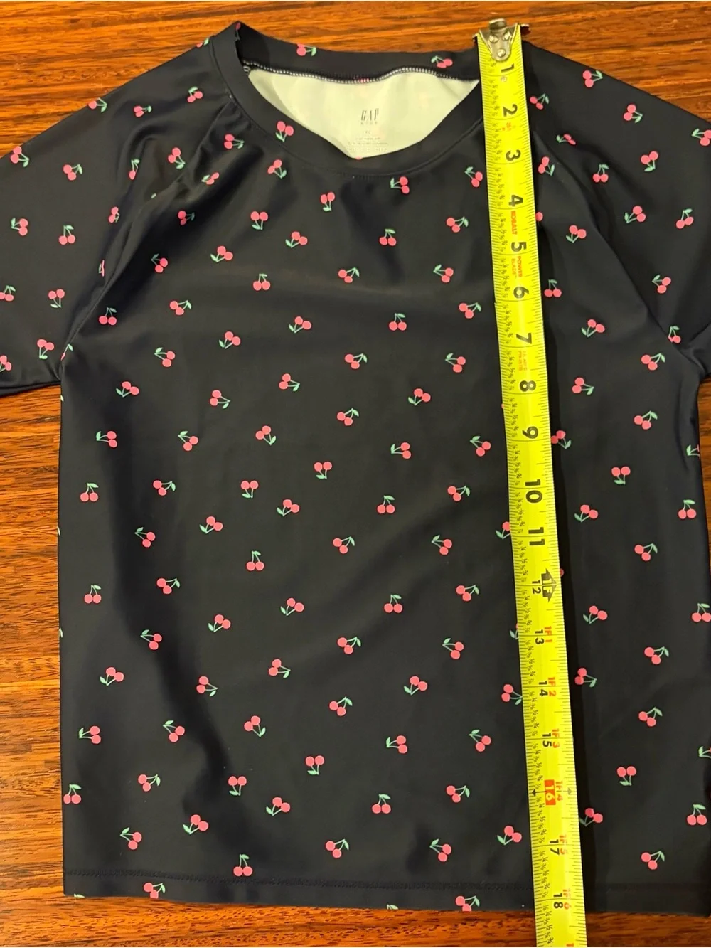 GAP Kids XL (12) Navy Cherry Print Long Sleeve Rash Guard EUC